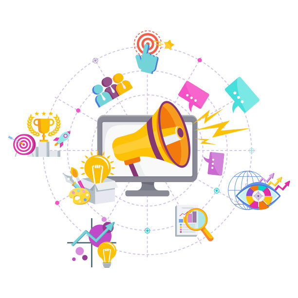 营销广场概念横幅与图标图片下载