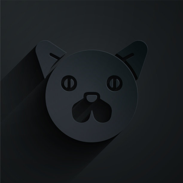 剪纸猫图标孤立的黑色背景图片下载