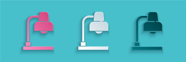 剪纸台灯图标孤立在蓝色图片下载