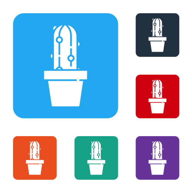 白色仙人掌仙人掌在盆上孤立的图标白色图片下载