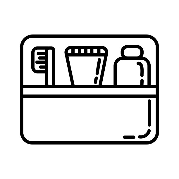 化妆套件的直线图标。早晨卫生便携式元素矢量股票孤立的图像上的白色背景。象形文字用于网页，手机，信息图形图片下载