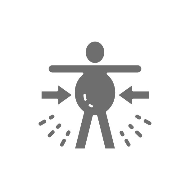 腹胀，肥胖，腹痛灰色图标。在白色背景上隔离图片下载