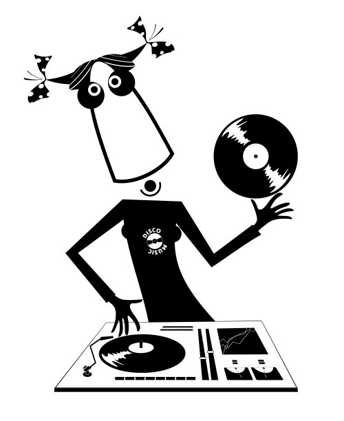 卡通有趣的DJ女孩插图图片下载