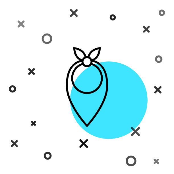 黑色线条牛仔头巾图标孤立在白色图片下载