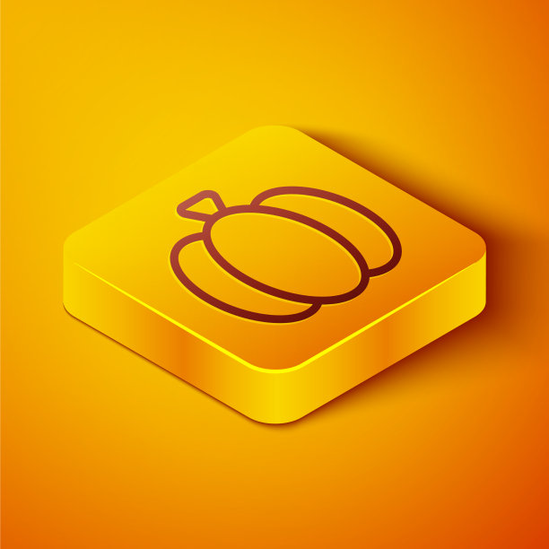 等距线南瓜图标孤立在橙色图片下载