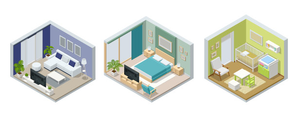 等距大型豪华现代明亮的内饰图片下载