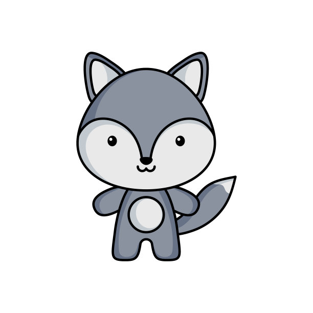 可爱的卡通狼标志模板上的白色图片下载