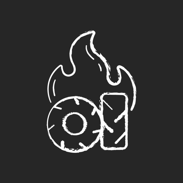 燃烧的轮胎粉笔白色图标在黑色背景图片下载