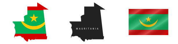 毛里塔尼亚。详细的地图。详细的轮廓。挥舞着国旗。矢量图图片下载