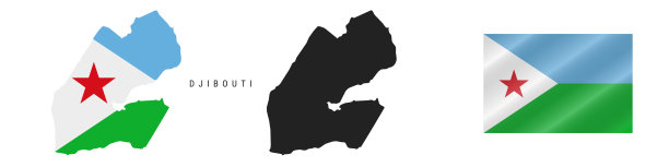 吉布提。详细的地图。详细的轮廓。挥舞着国旗。矢量图图片下载