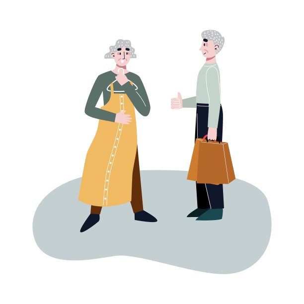 正在试穿新衣服的老妇人。老夫妇购物。平面向量插图。图片下载