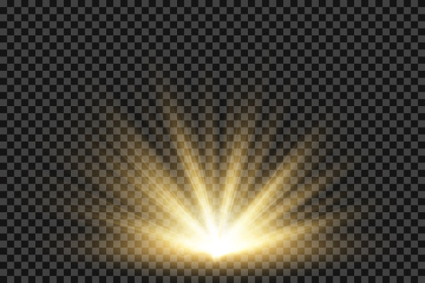 光耀斑特效与光线和魔法火花。发光透明矢量光效果组，爆炸，闪光，火花，太阳闪光。图片下载