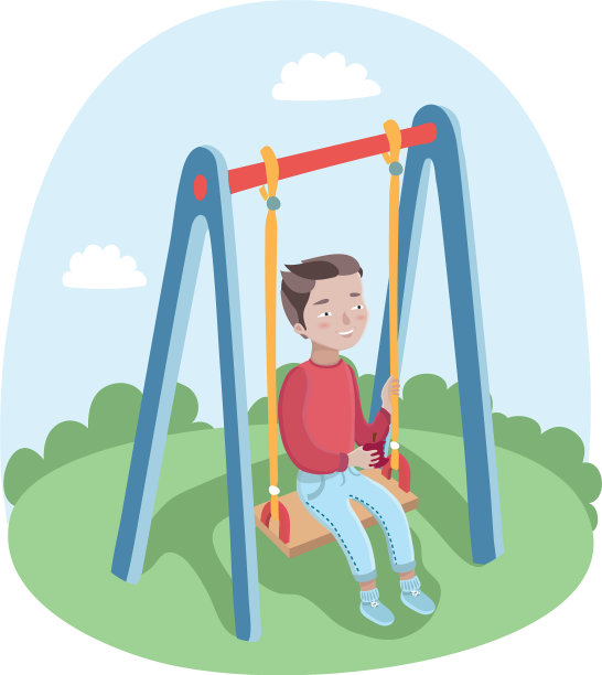 可爱的快乐的男孩荡秋千在公园图片下载