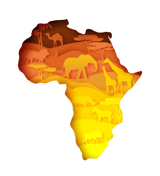 非洲大陆的野生动物地图图片下载