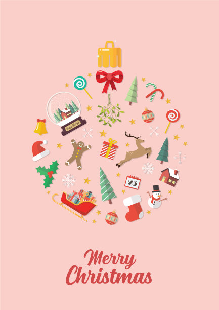 圣诞元素排列在形状图片下载