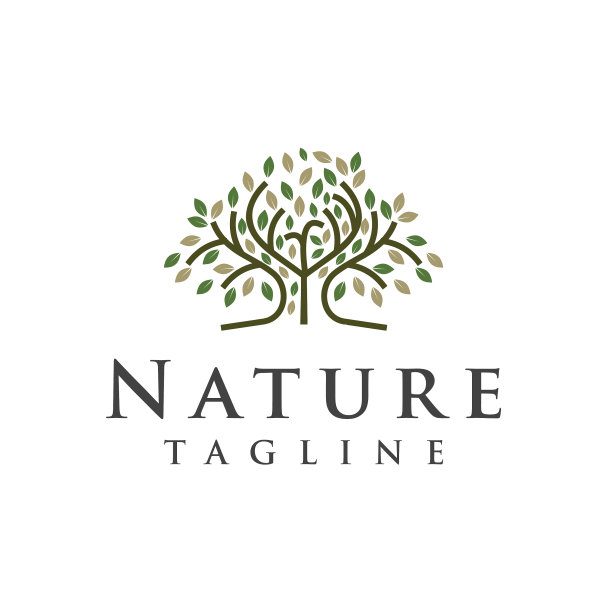 绿色创意橡树标志有机生态图片下载