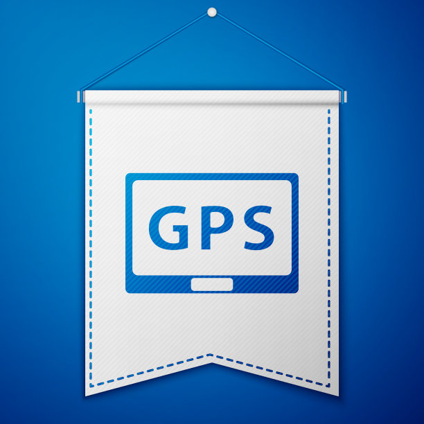 蓝色GPS设备与地图图标隔离在蓝色图片下载