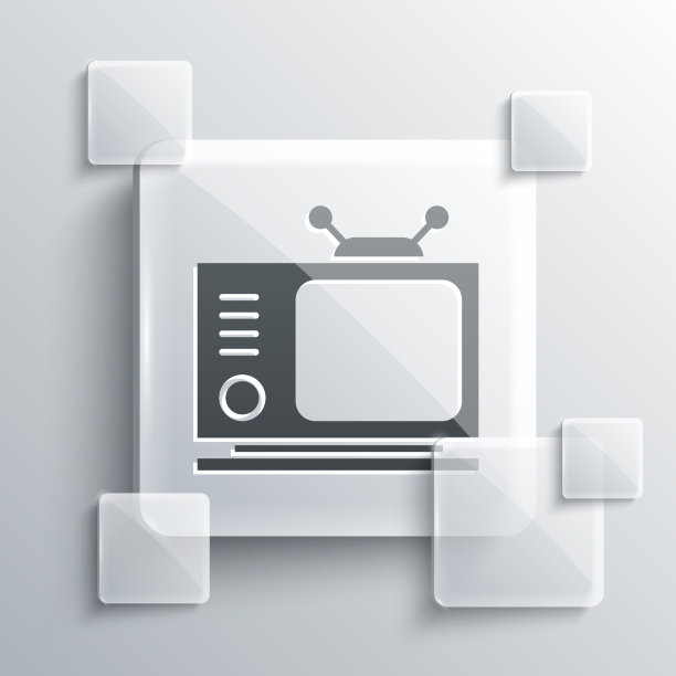 灰色复古电视图标孤立在灰色背景图片下载