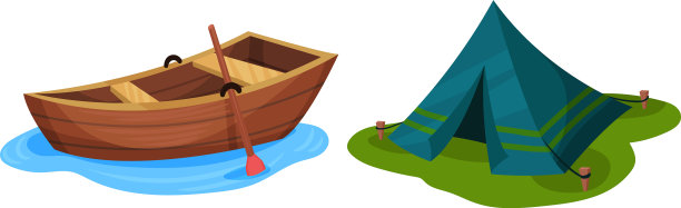 带桨和帐篷的木船图片下载