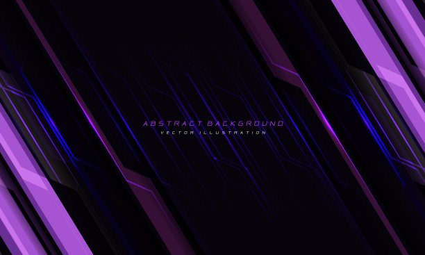 抽象的紫色线网络电路上的黑色斜线图片下载
