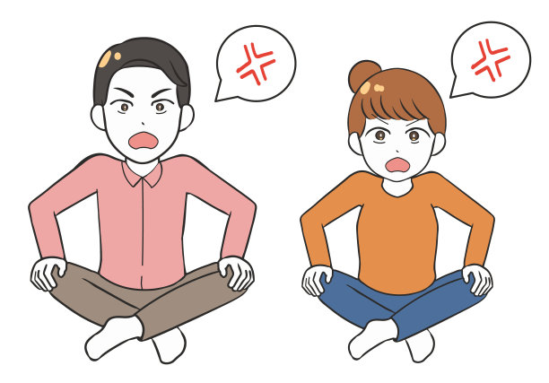 男人和女人对着盘腿大喊大叫图片下载