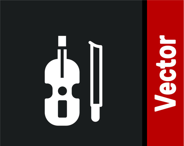 白色小提琴图标孤立在黑色背景图片下载