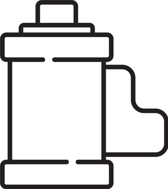 黑线相机老式胶卷胶卷墨盒图标图片下载