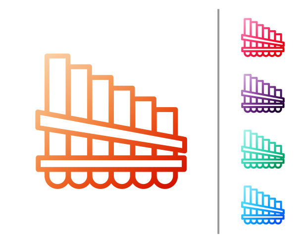 红色线排箫图标孤立在白色图片下载