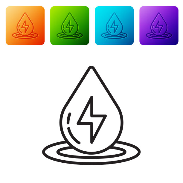 黑线水能源图标孤立在白色图片下载