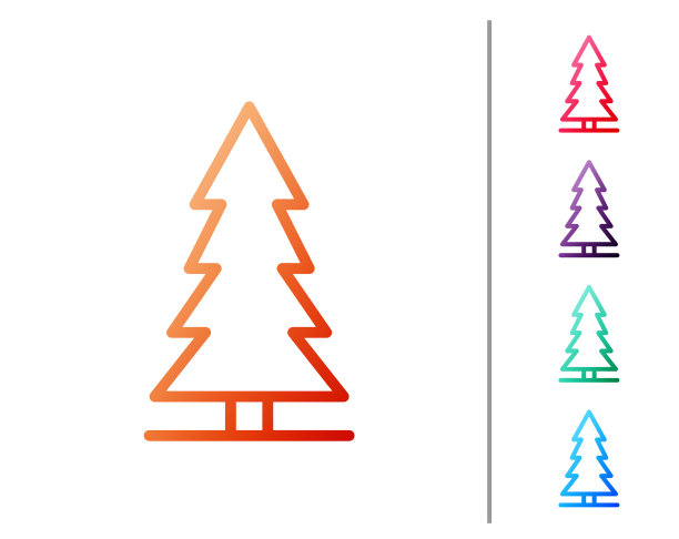 红线加拿大云杉图标孤立在白色图片下载