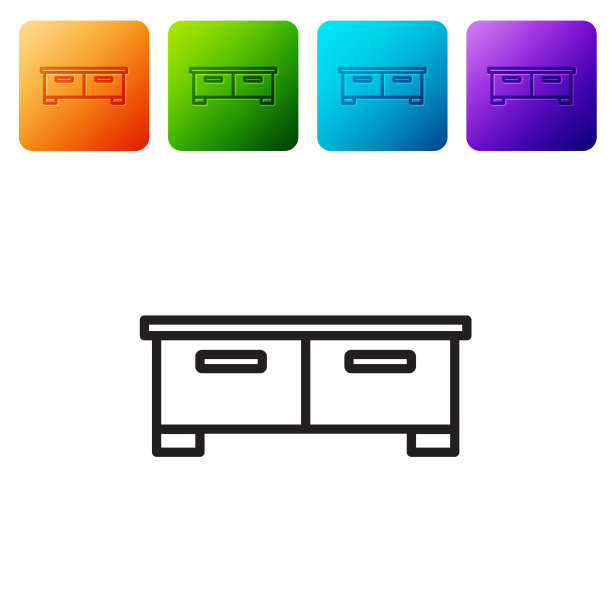 黑色线条的衣柜抽屉图标孤立在白色图片下载
