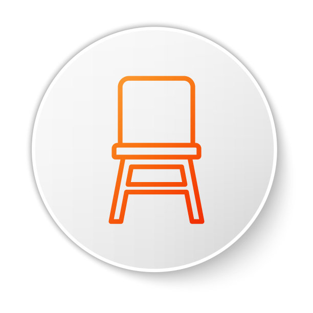 橙色线椅子图标孤立在白色图片下载
