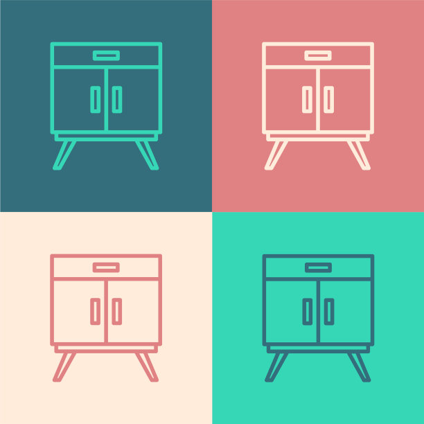 波普艺术线衣柜抽屉图标孤立图片下载