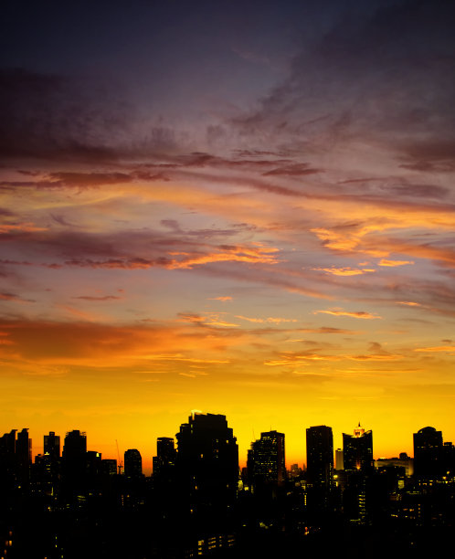曼谷的城市风景在日落的天空图片下载