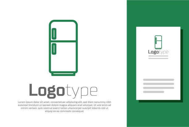 绿色线冰箱图标隔离在白色图片下载