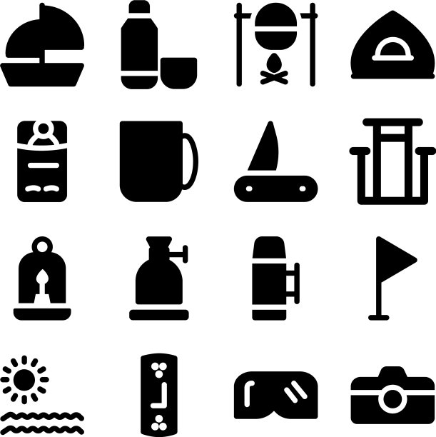 收集露营及远足器材图片下载