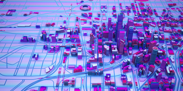 抽象城市赛博朋克的颜色以上的观点图片下载