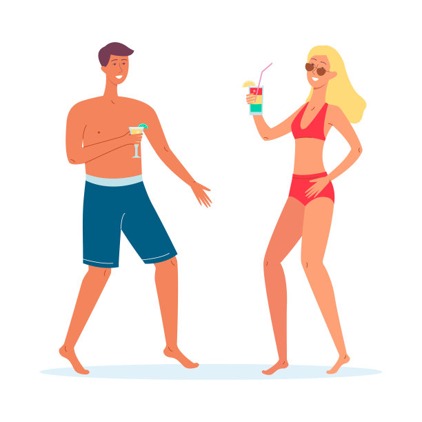 穿着泳装的年轻情侣图片下载