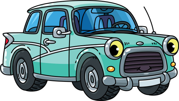 带眼睛的有趣的小型复古车图片下载