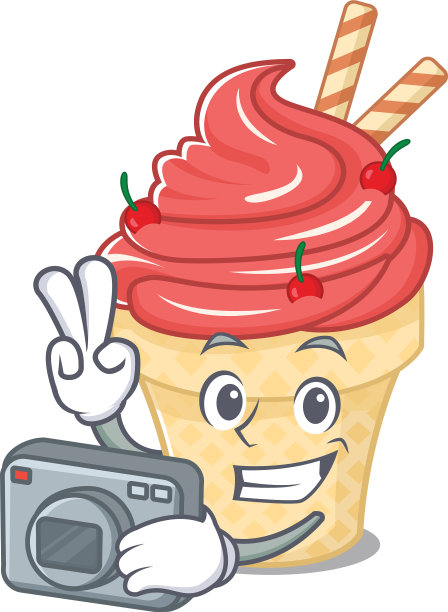 作为专业的樱桃冰淇淋吉祥物设计图片下载