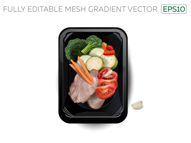 煮肉配西葫芦、花椰菜和西红柿图片下载