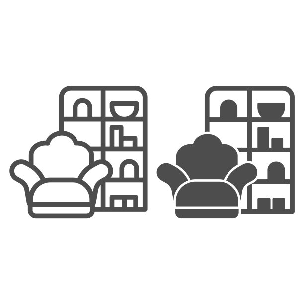 扶手椅和衣柜线和坚实的图标图片下载