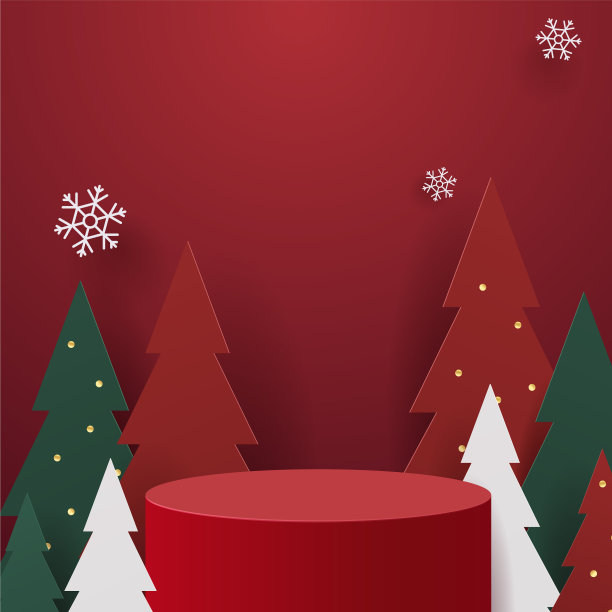 讲台上的圣诞红色背景图片下载