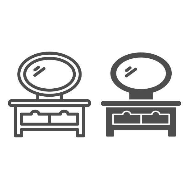 梳妆台线和固体图标内部图片下载