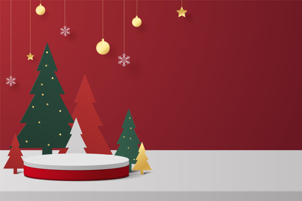 讲台上的圣诞红色背景图片下载