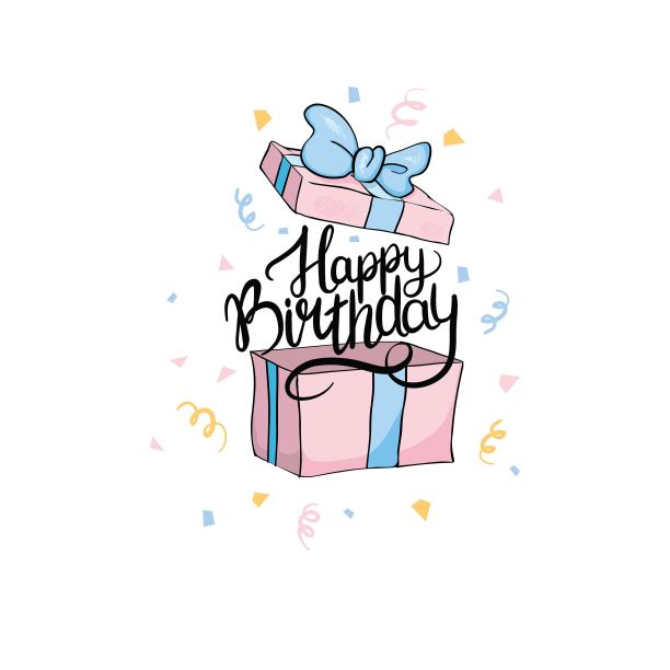 刻字。生日快乐，手绘卡片。矢量图图片下载