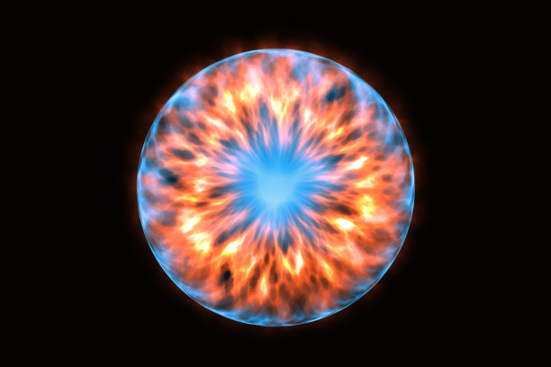 黑色背景上的抽象能量球。里面有能量的神奇闪电等离子体。图片下载