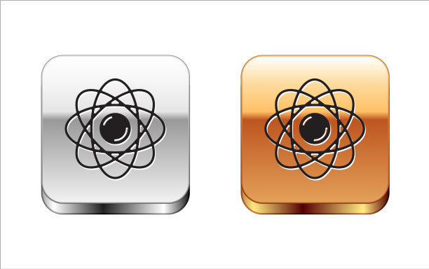 黑色原子图标孤立在白色背景上图片下载