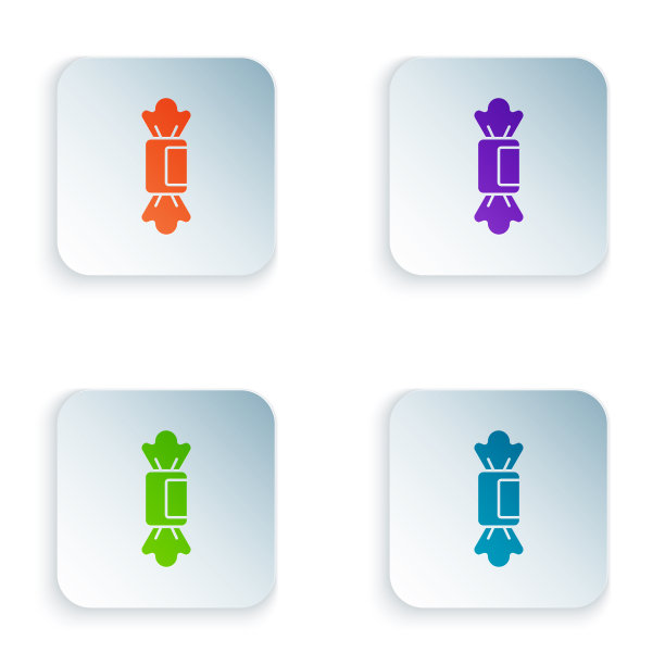 彩色糖果图标孤立在白色背景设置图片下载