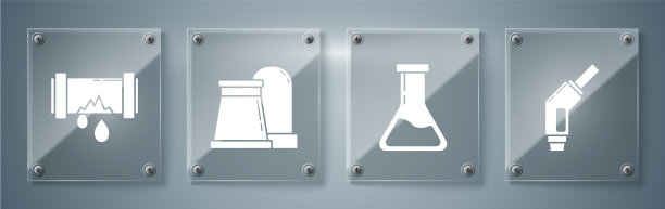 设置汽油泵喷嘴、试管和烧瓶油图片下载